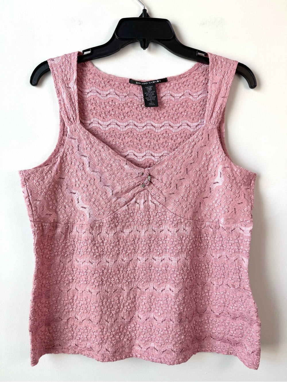 Pierre Cardin Pink Lace Knit Tank Top